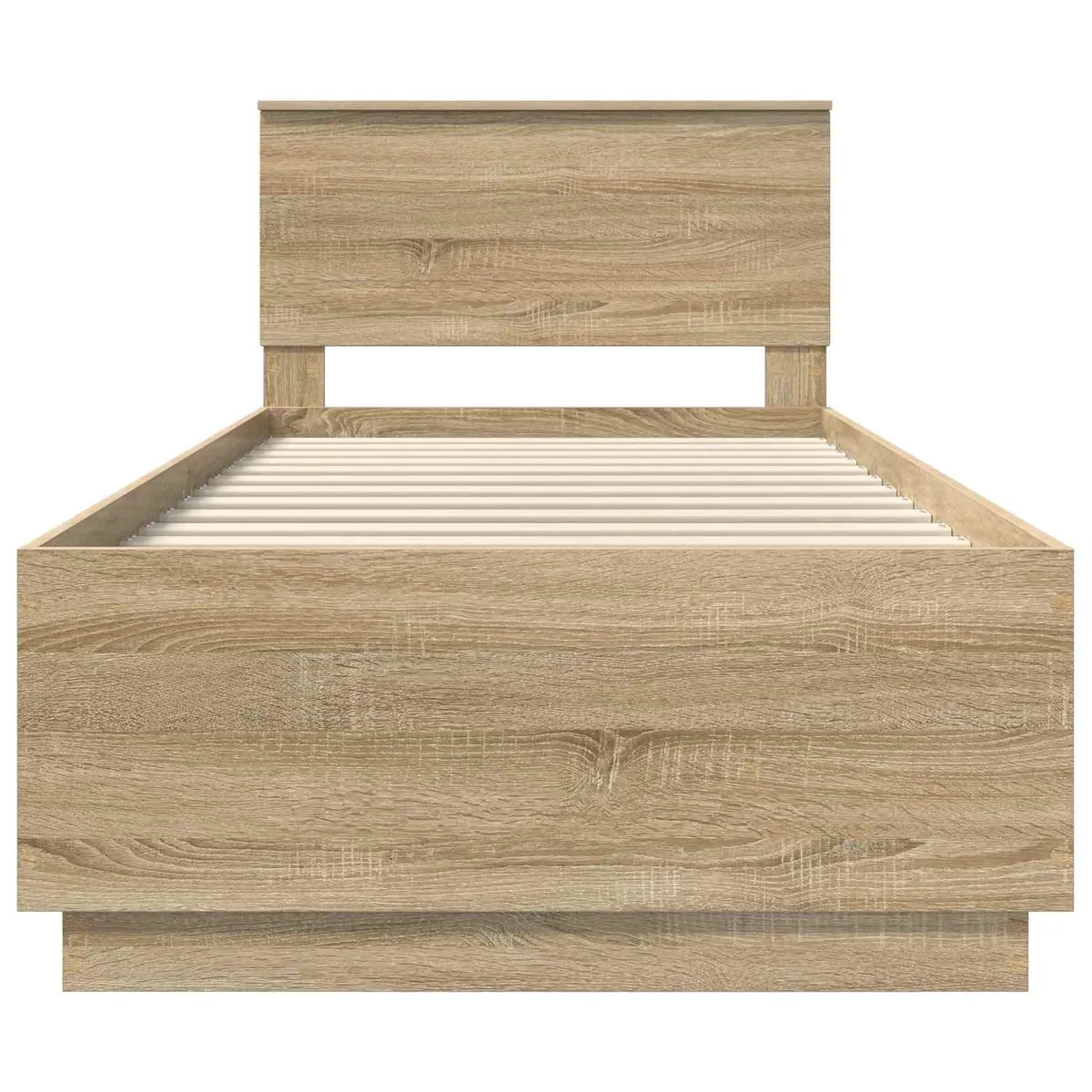 Bed Frame Brown 90 x 190 cm Engineered Wood LED USB Charging