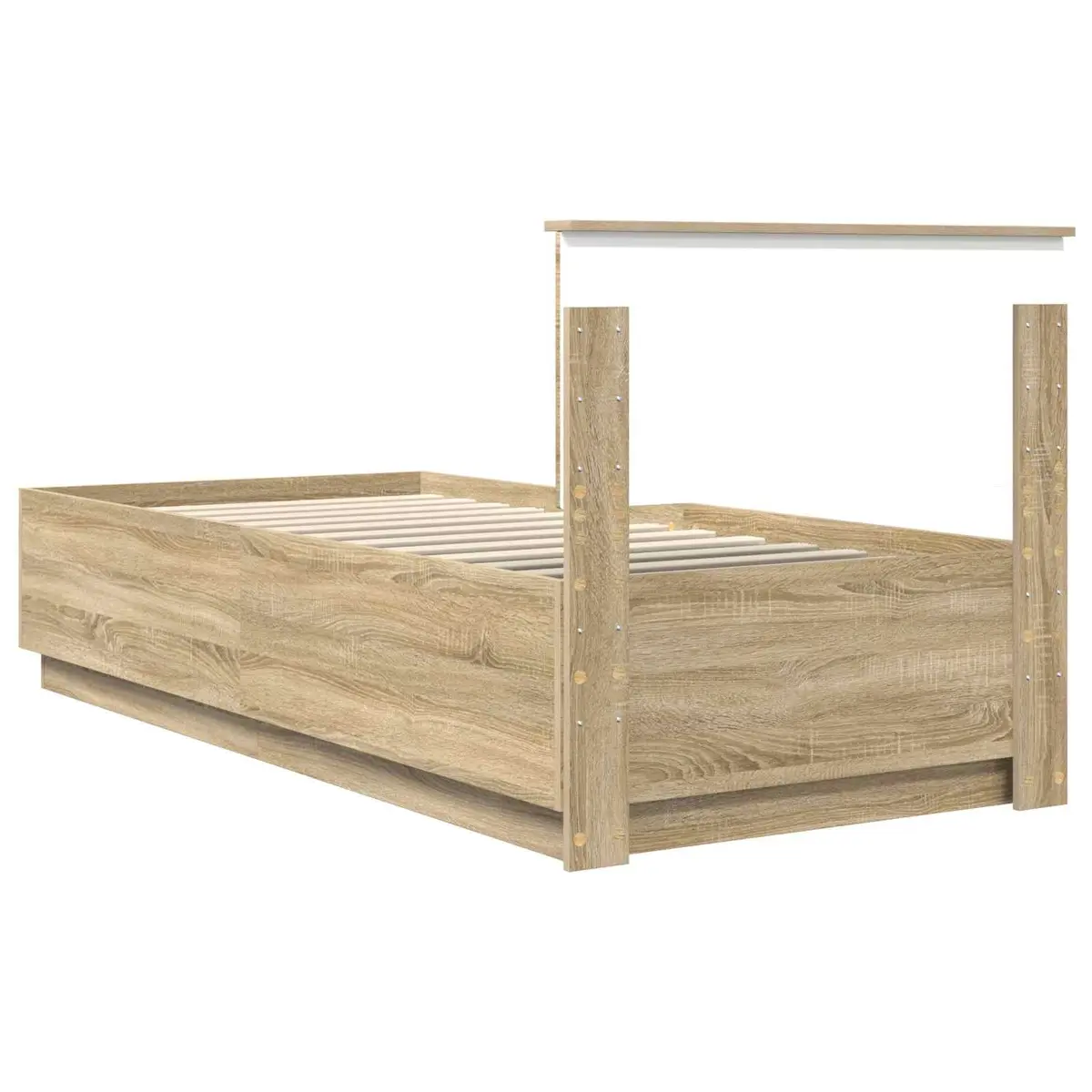 Bed Frame Brown 90 x 190 cm Engineered Wood LED USB Charging