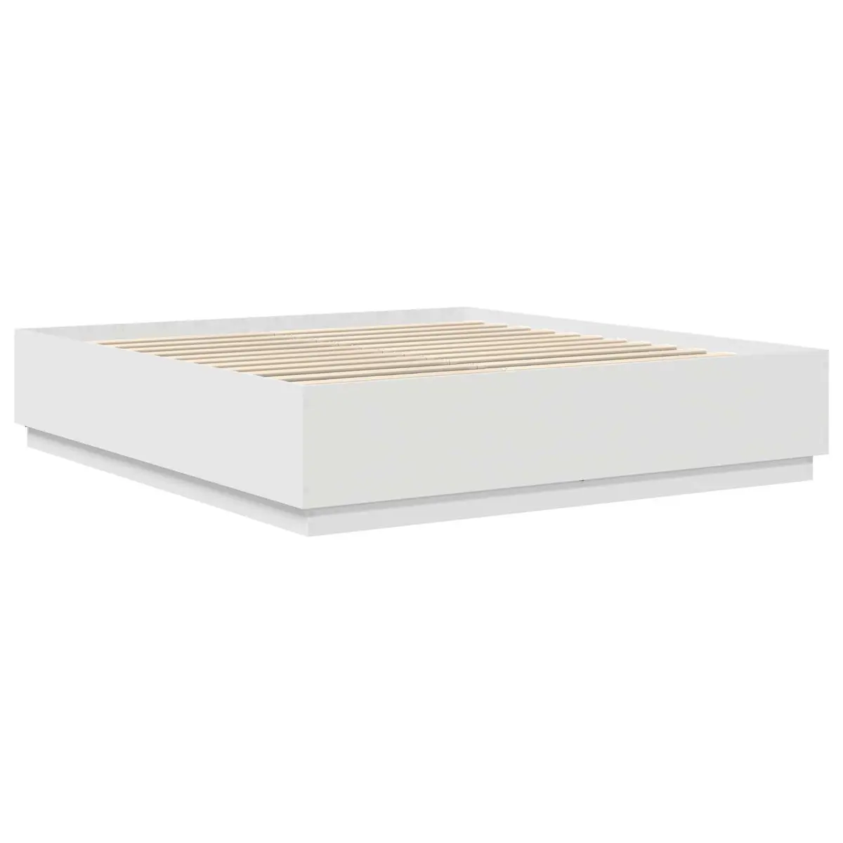 Bed Frame with Wall-Mounted Headboard White 180 x 200 cm Modern Bedroom