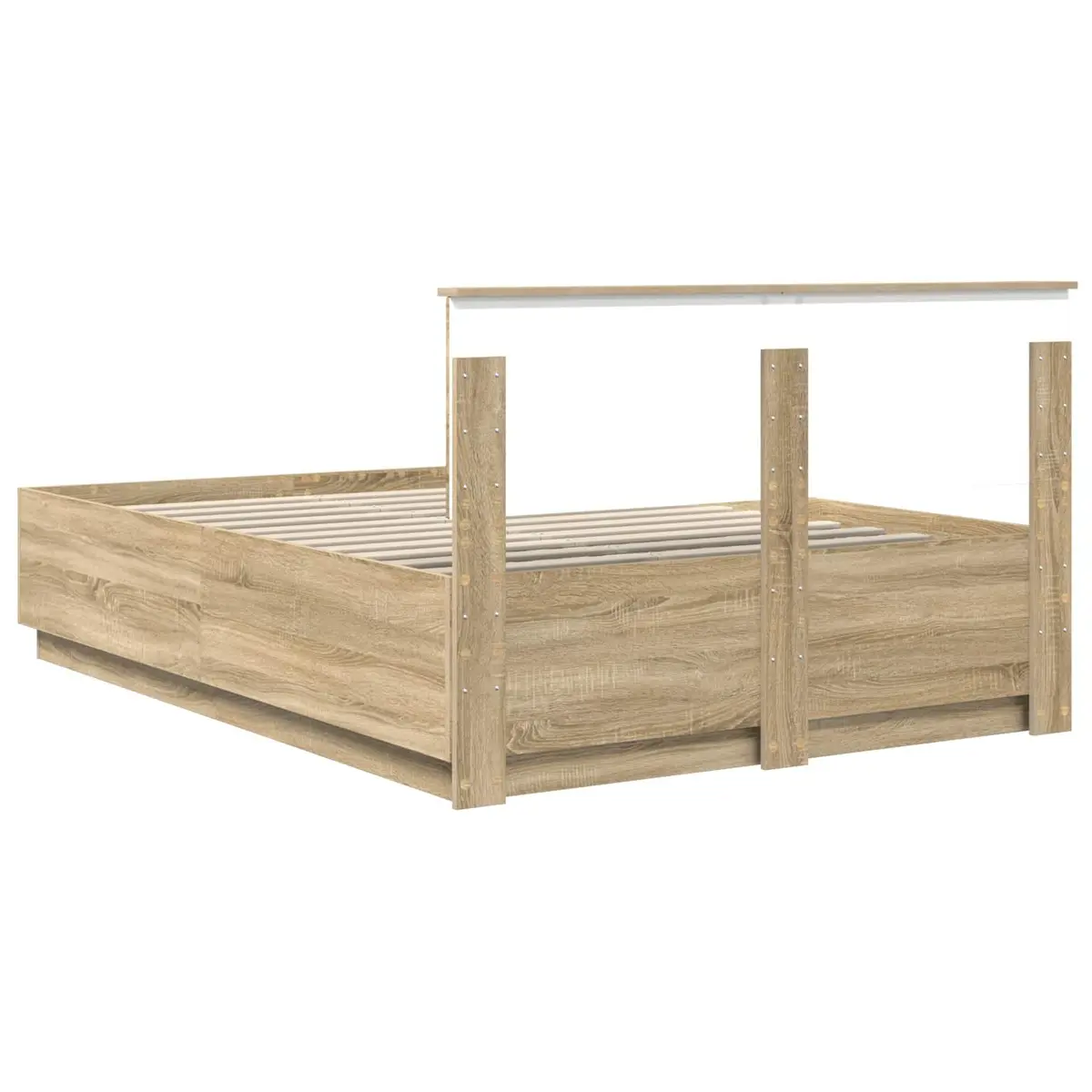 Bed Frame Brown 150 x 200 cm Modern Wall-Mounted Headboard Engineered Wood