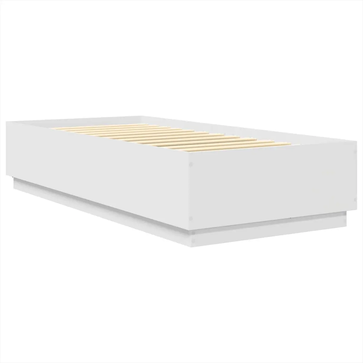 Bed Frame White 90 x 190 cm Wall-Mounted Headboard Modern Minimalist