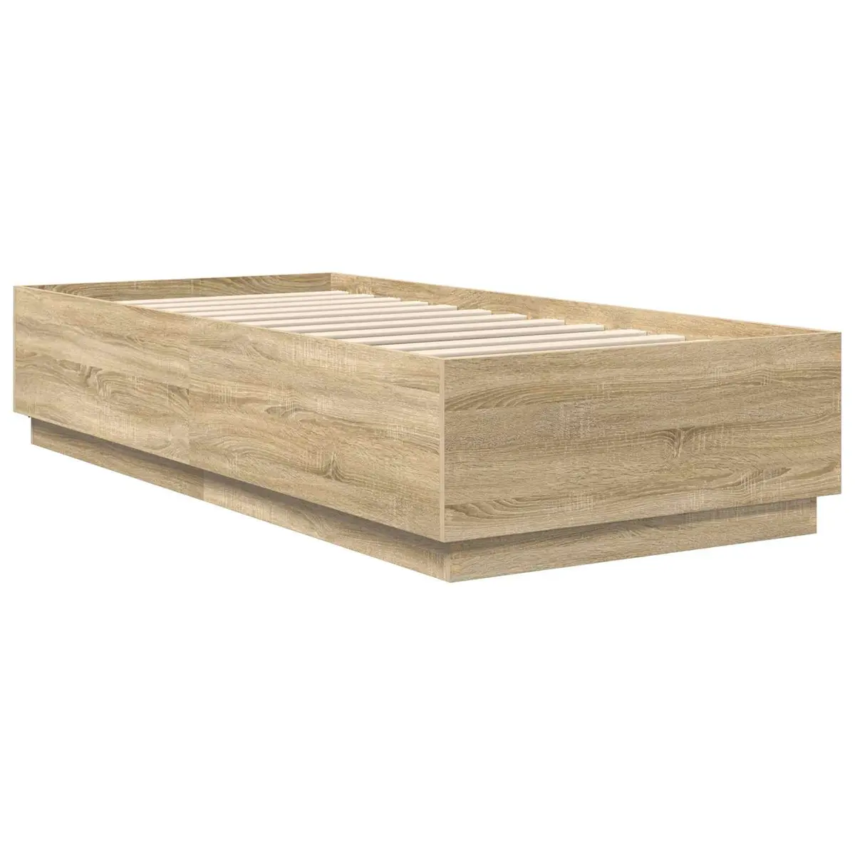 Bed Frame Brown 90 x 190 cm Wall-mounted Headboard Adjustable Height Engineered Wood Contemporary Minimalist Style