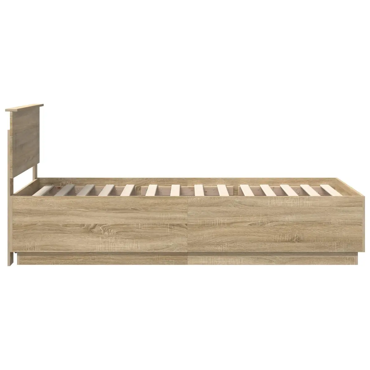 Bed Frame Brown 90 x 190 cm Wall-mounted Headboard Adjustable Height Engineered Wood Contemporary Minimalist Style