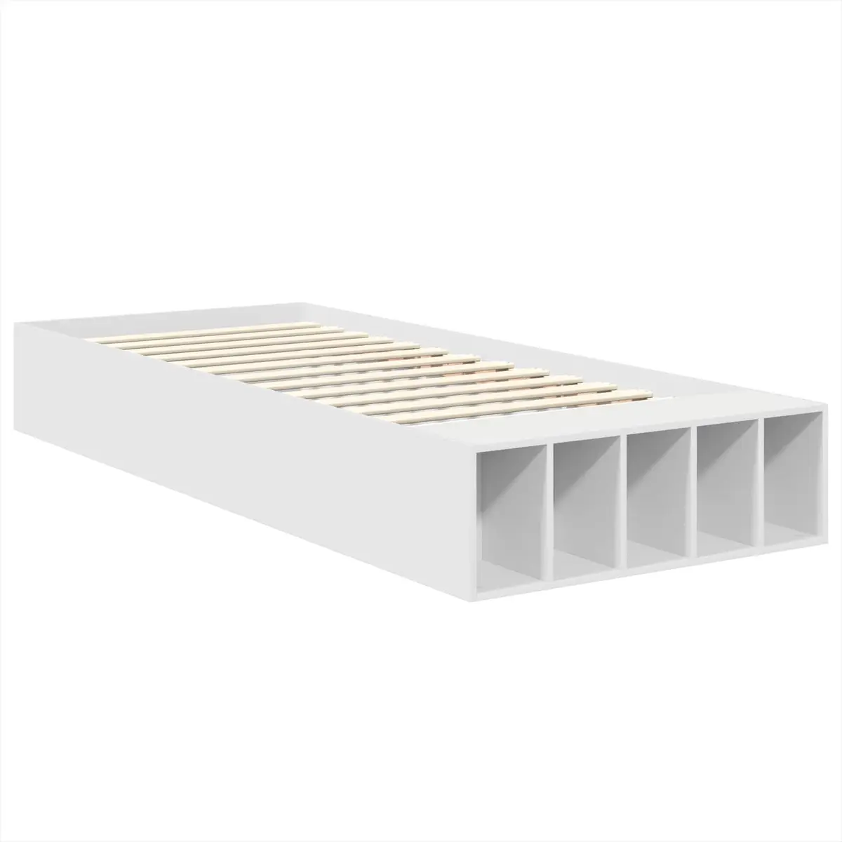 Bed Frame White 90 x 190 cm Storage Headboard Adjustable Footboard