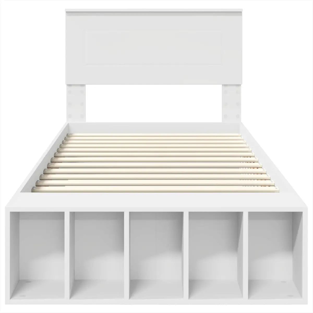 Bed Frame White 90 x 190 cm Storage Headboard Adjustable Footboard