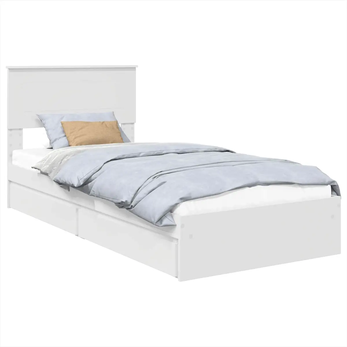 White Engineered Wood Storage Bed Frame 90 x 190 cm