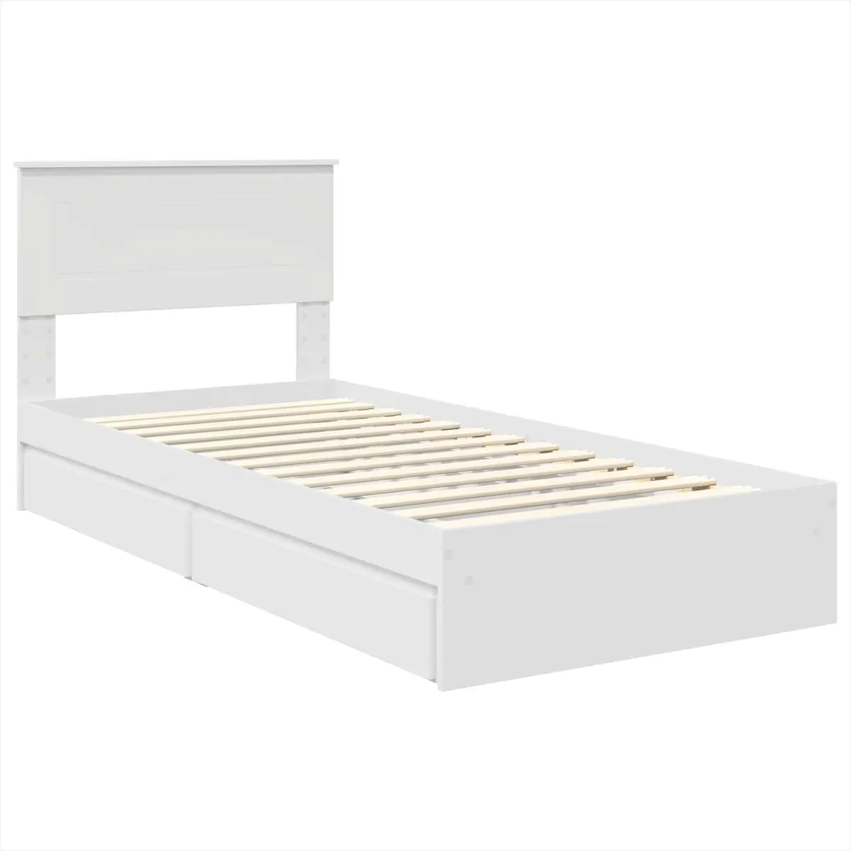 White Engineered Wood Storage Bed Frame 90 x 190 cm