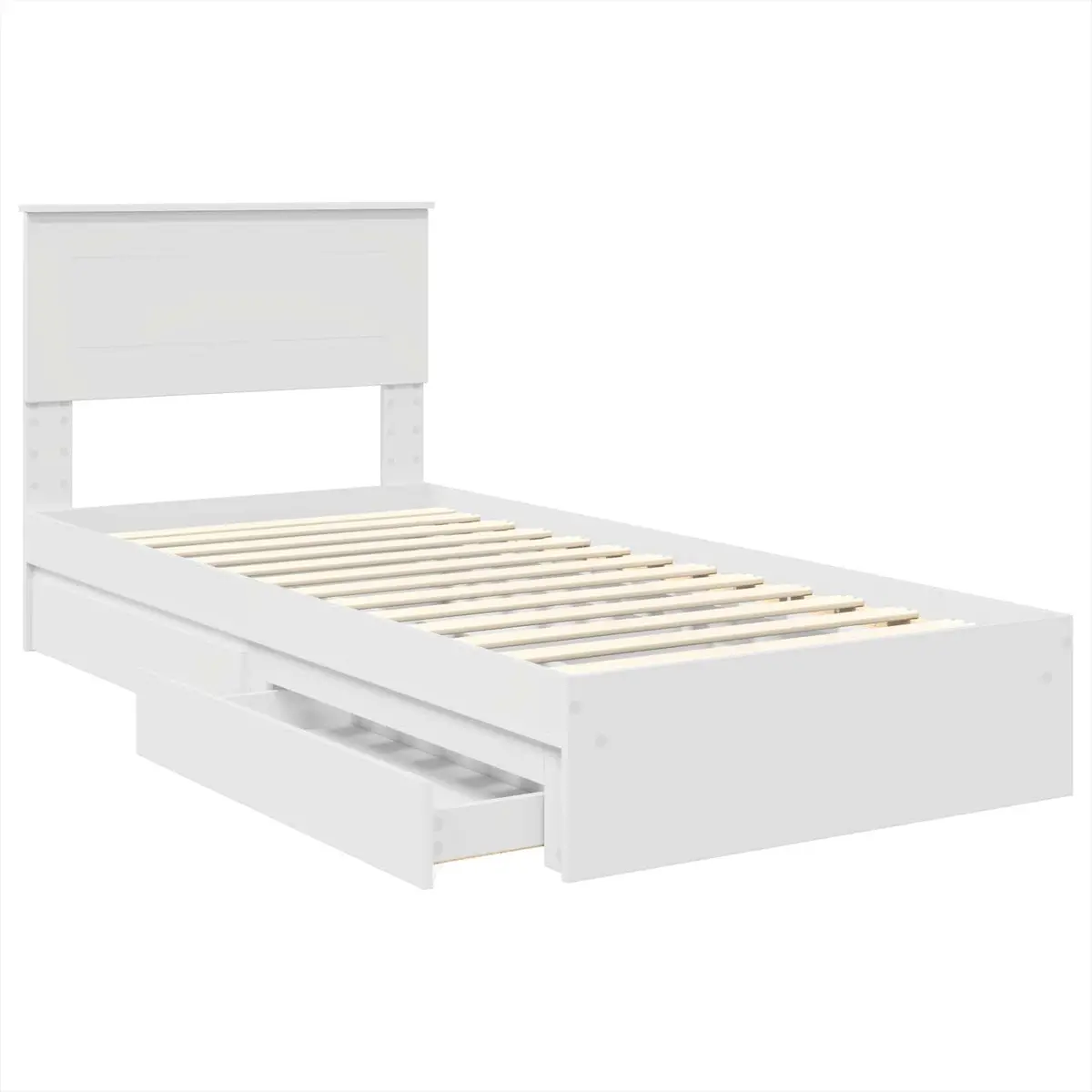 White Engineered Wood Storage Bed Frame 90 x 190 cm