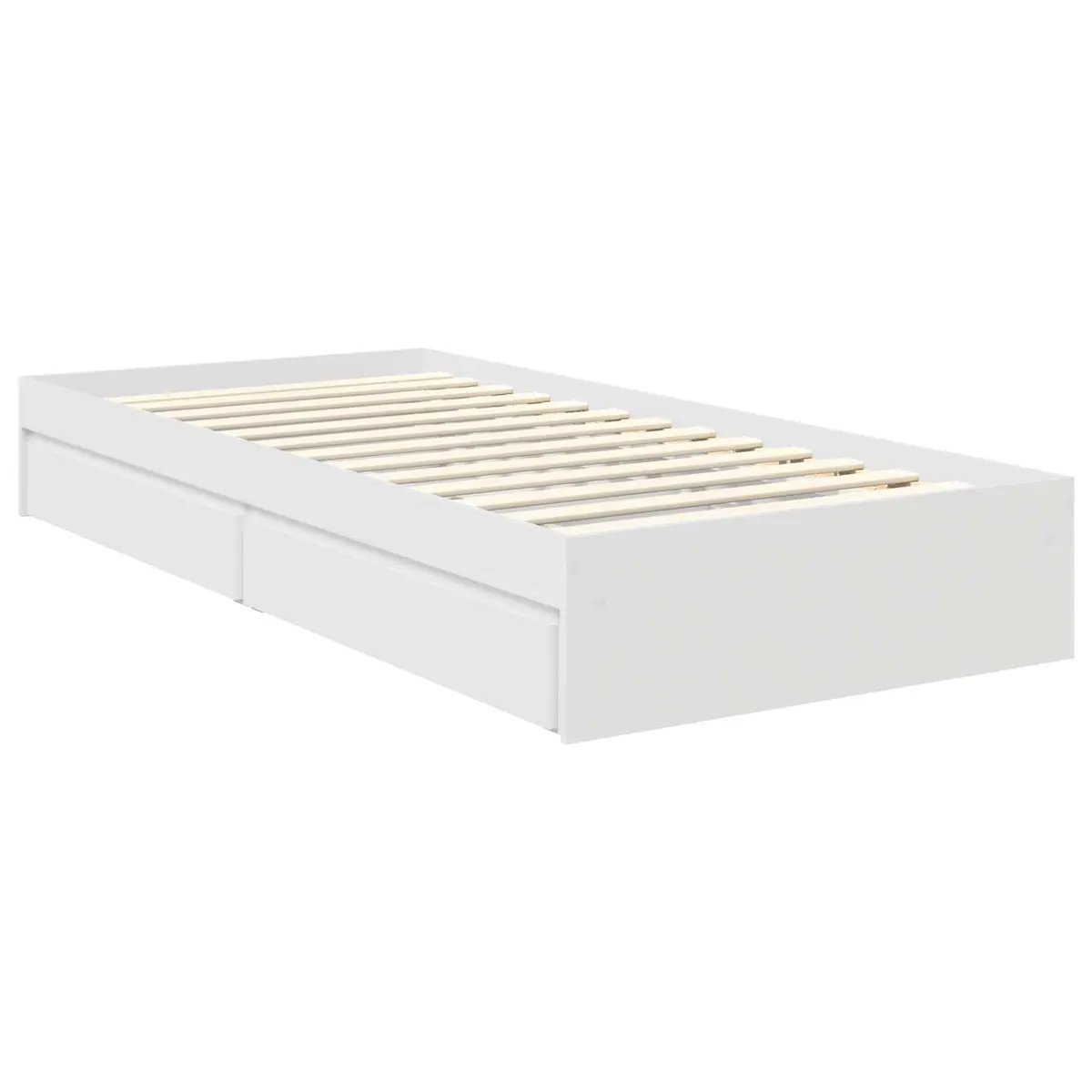 White Engineered Wood Storage Bed Frame 90 x 190 cm
