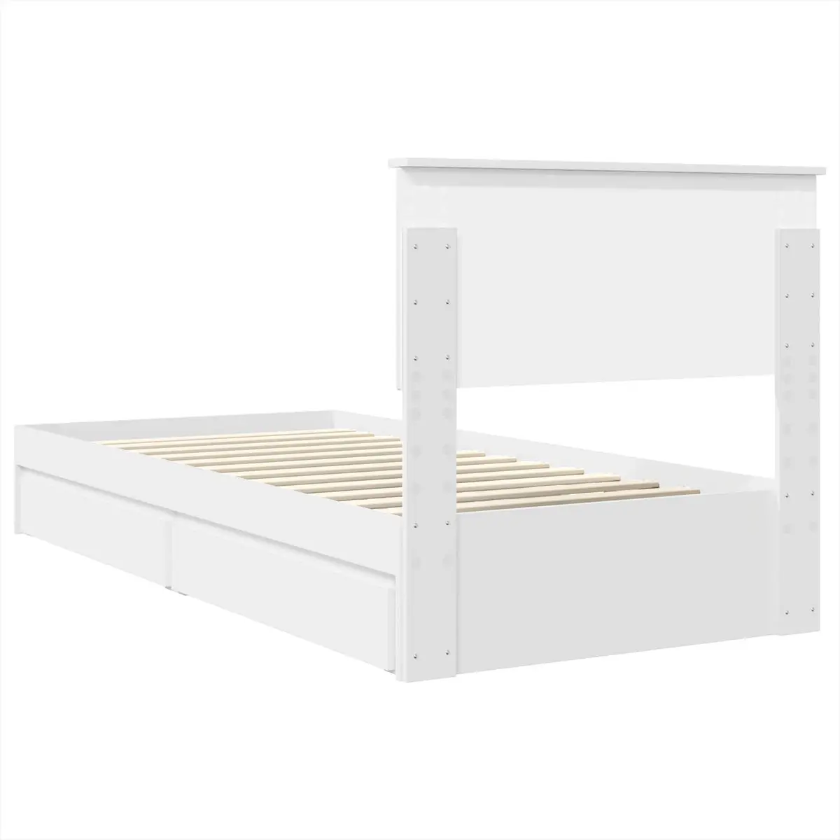 White Engineered Wood Storage Bed Frame 90 x 190 cm