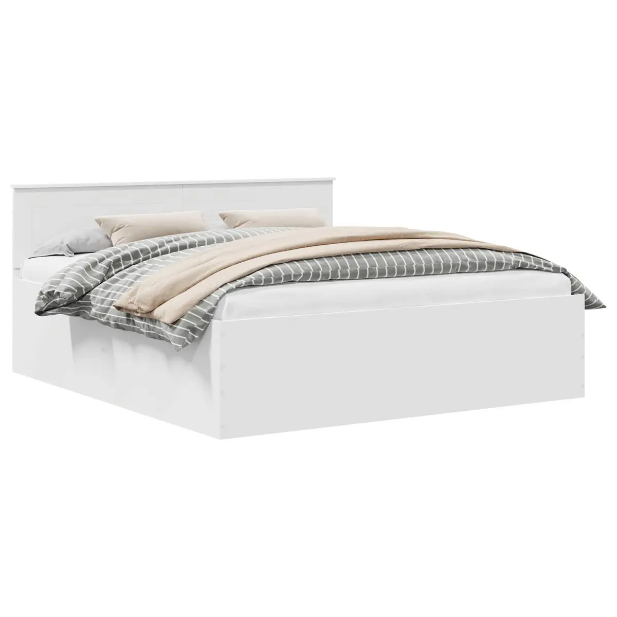 Bed Frame with Headboard White 180 x 200 cm Modern Bedroom Furniture Wood