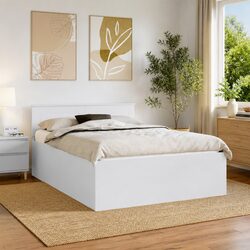 Comfortable White Bed Frame with Headboard 150 x 200 cm