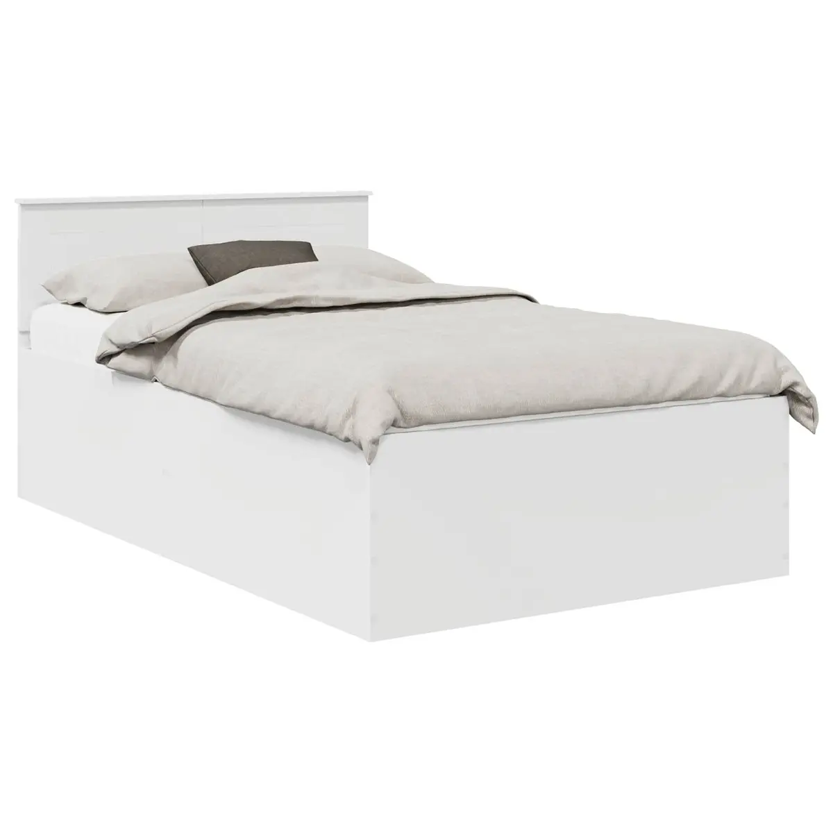 Bed Frame with Headboard White 135 x 190 cm Modern Bedroom Furniture