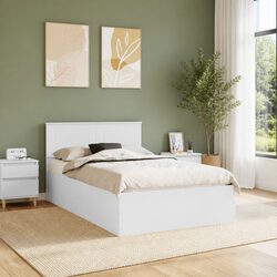 Compact and Stylish White Bed Frame with Headboard