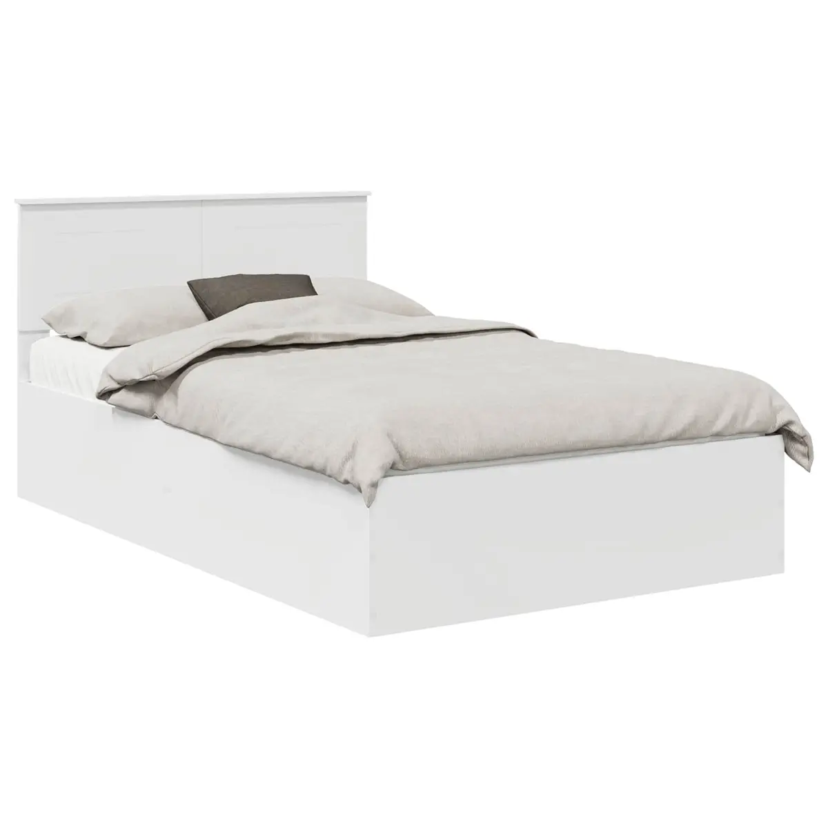 Bed Frame with Headboard White 135 x 190 cm Modern Bedroom Furniture Platform