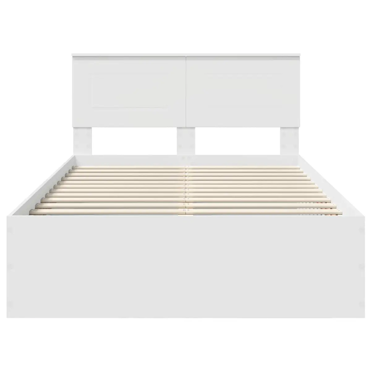 Bed Frame with Headboard White 135 x 190 cm Modern Bedroom Furniture Platform