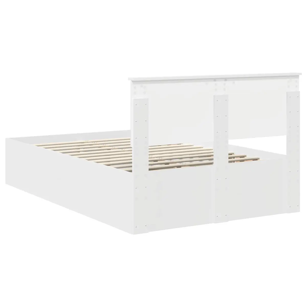 Bed Frame with Headboard White 135 x 190 cm Modern Bedroom Furniture Platform