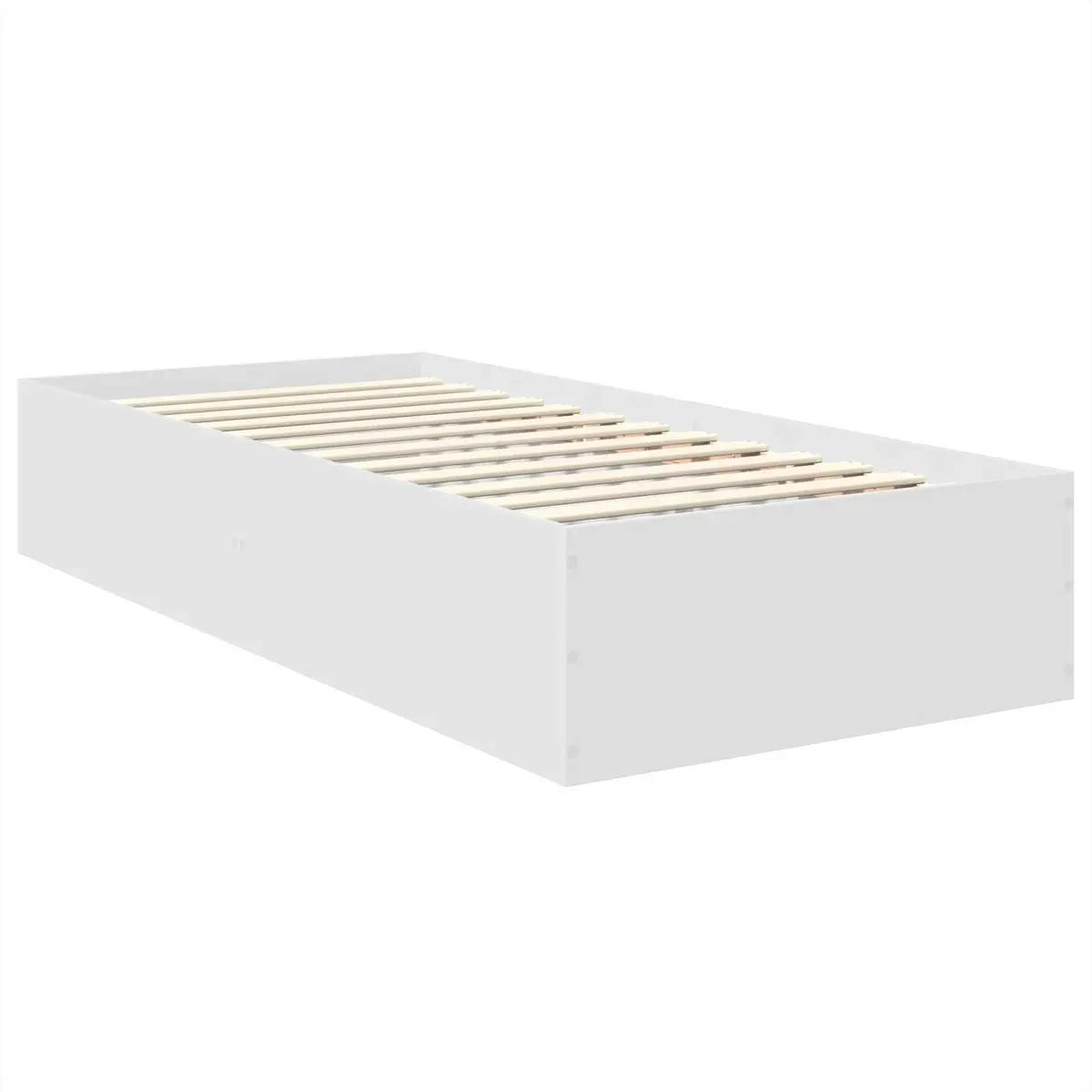 Bed Frame with Headboard White 90 x 190 cm Modern Platform Base Slatted