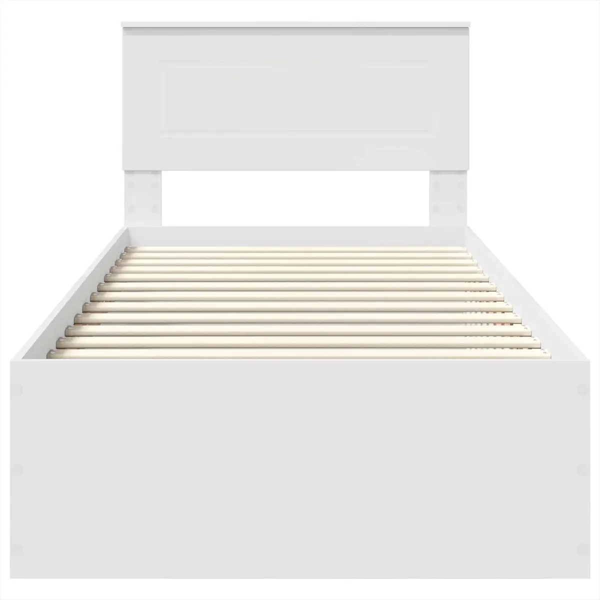 Bed Frame with Headboard White 90 x 190 cm Modern Platform Base Slatted