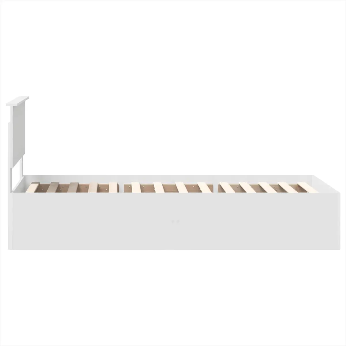 Bed Frame with Headboard White 90 x 190 cm Modern Platform Base Slatted