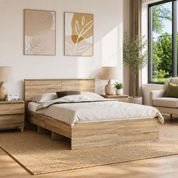 Concise 150 x 200 cm Bed Frame with Headboard