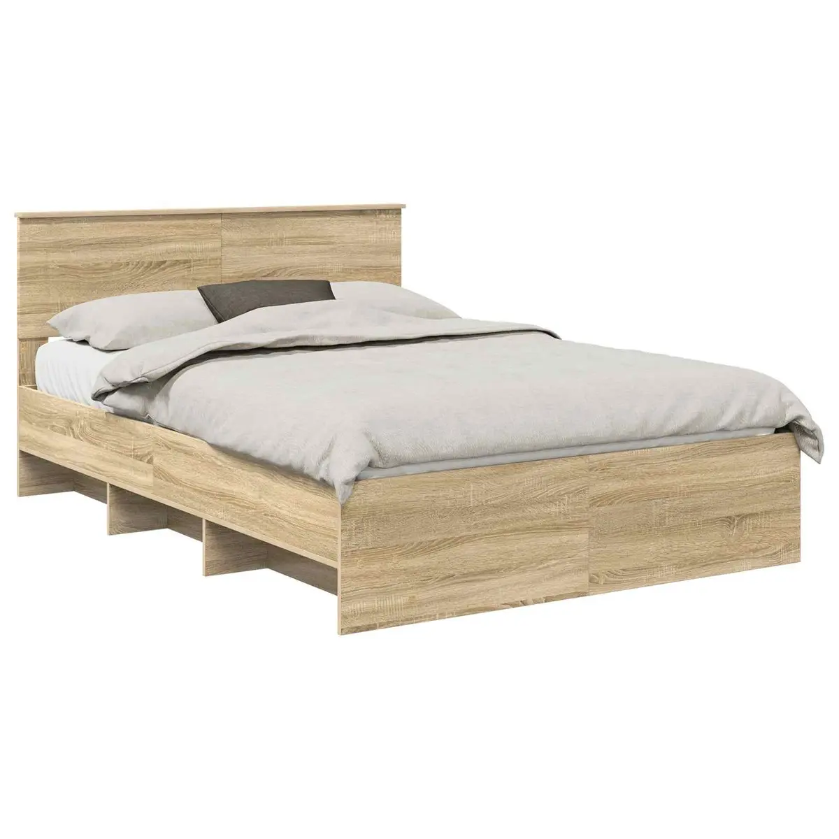 Bed Frame Brown 150 x 200 cm Modern Engineered Wood with Headboard