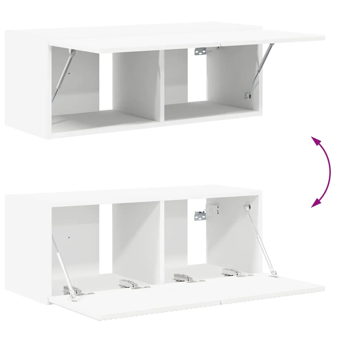 TV Wall Cabinet Set White 4 Piece Modern Wall-Mounted Storage Shelves
