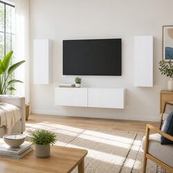 Compact and Modern Wall-mounted TV Cabinet Set