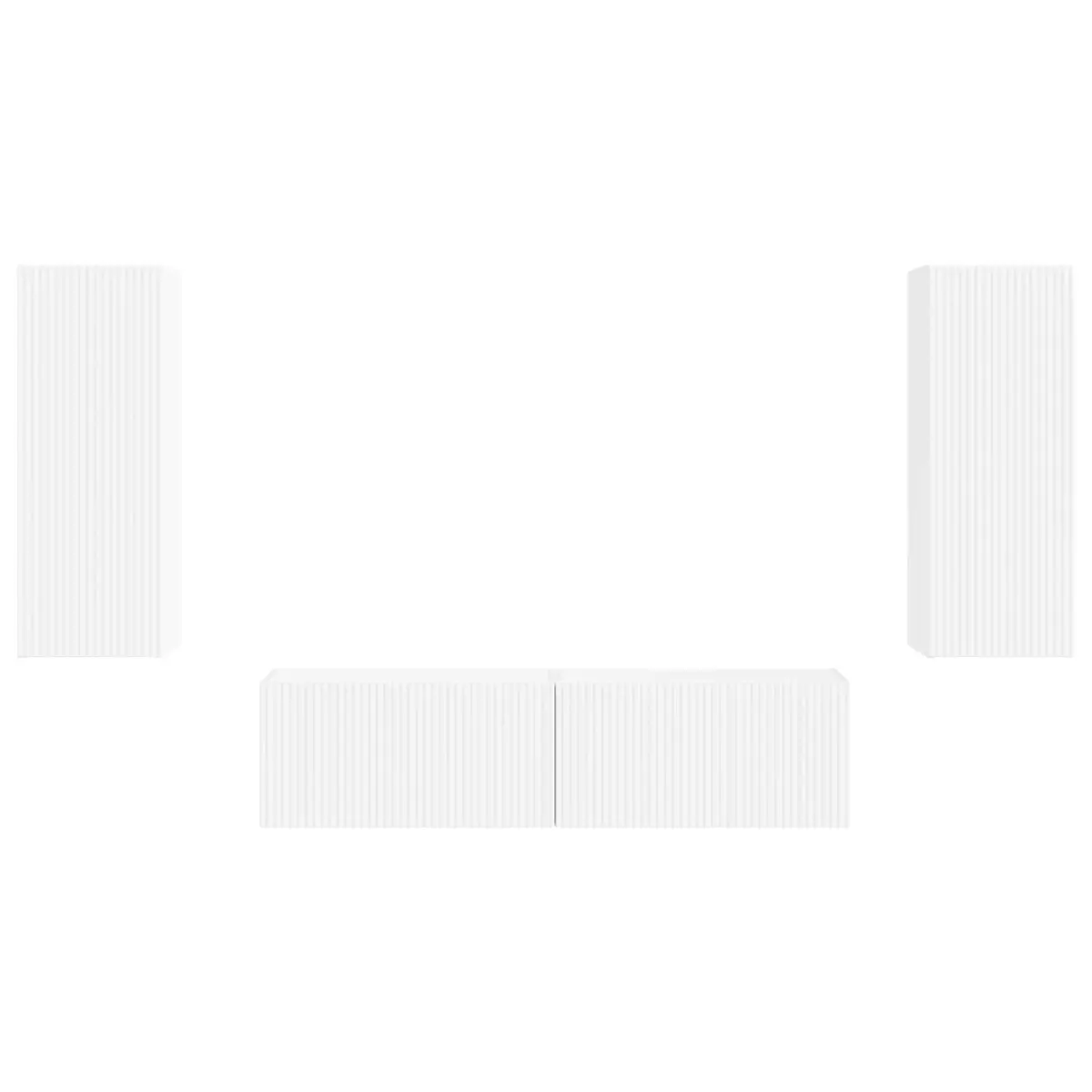 Wall-mounted TV Cabinet Set White 2 Pieces Modern Living Room Storage Unit