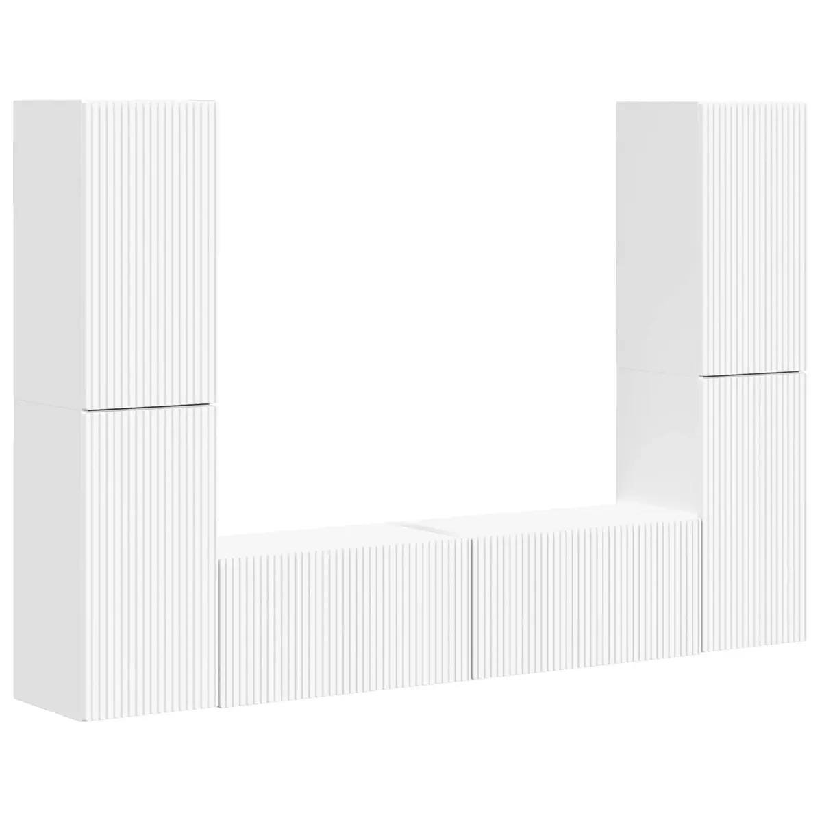 TV Cabinet Set 6 pcs White Entertainment Centre Storage Unit Shelves Drawers
