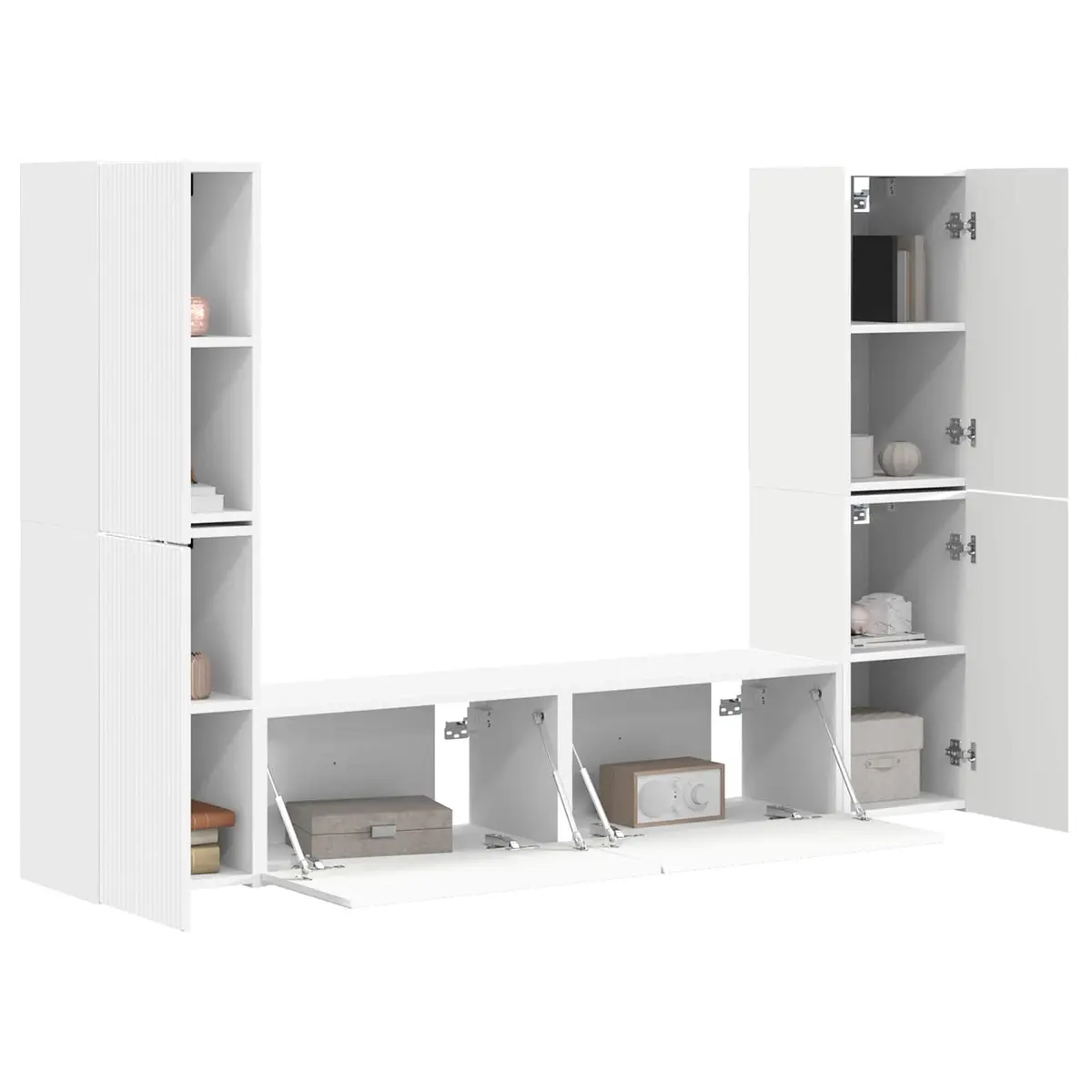 TV Cabinet Set 6 pcs White Entertainment Centre Storage Unit Shelves Drawers