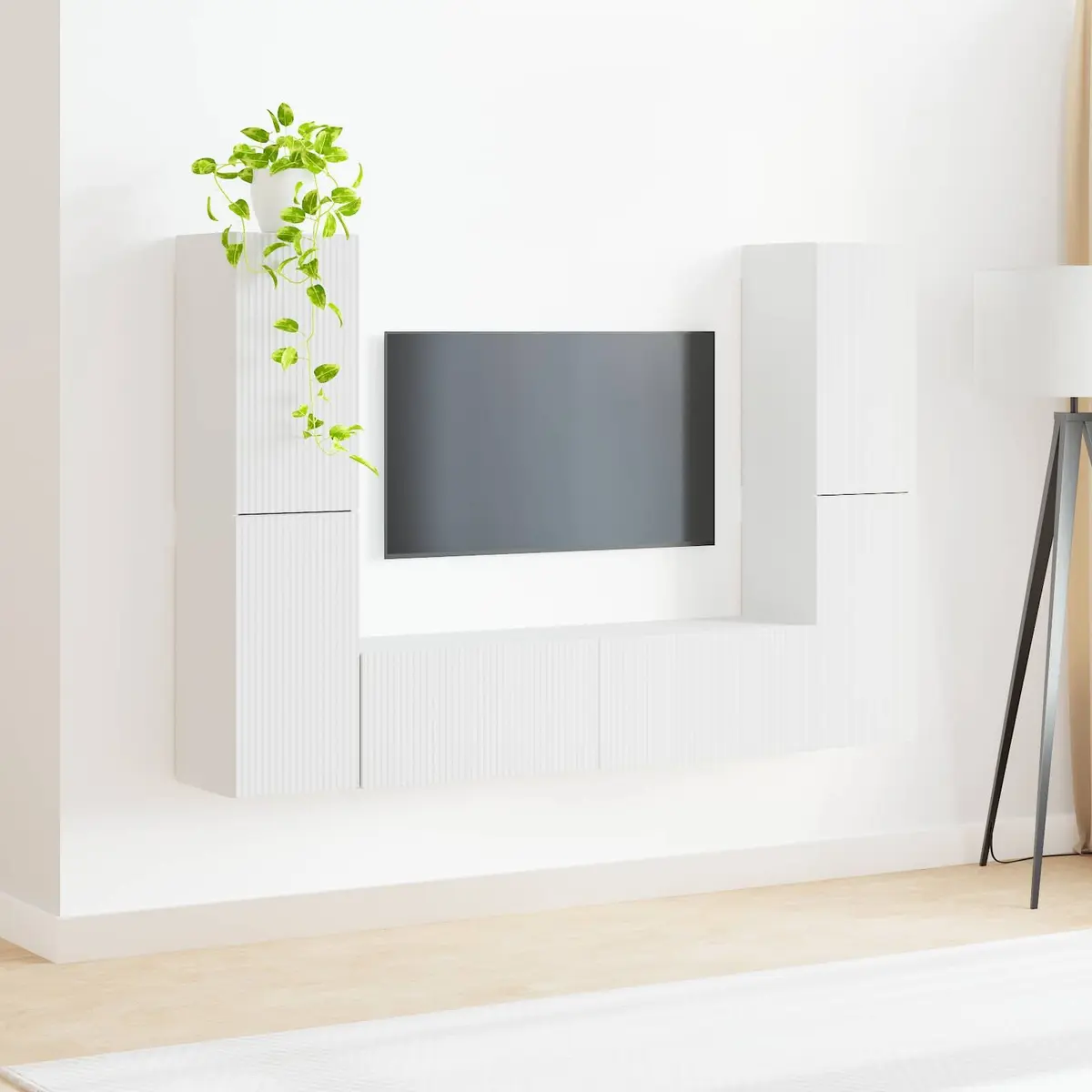 TV Cabinet Set 6 pcs White Entertainment Centre Storage Unit Shelves Drawers
