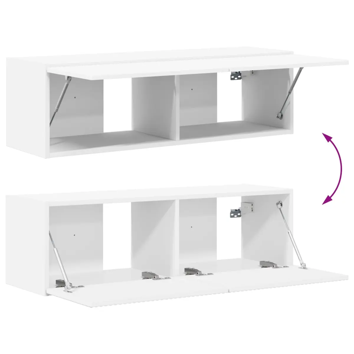 TV Cabinet White 8 Piece Wall Mounted Media Unit Storage for Living Room