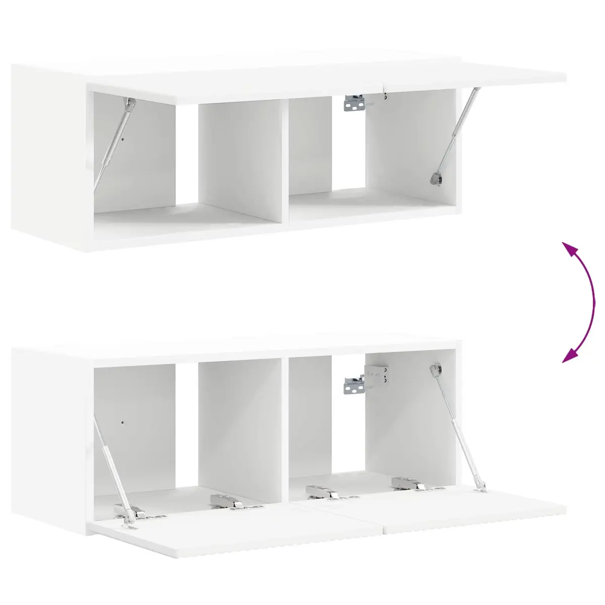 TV Cabinet White 8 Piece Wall Mounted Media Unit Storage for Living Room