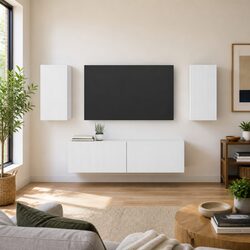 Compact 4-Piece White Entertainment Centre for Media Storage