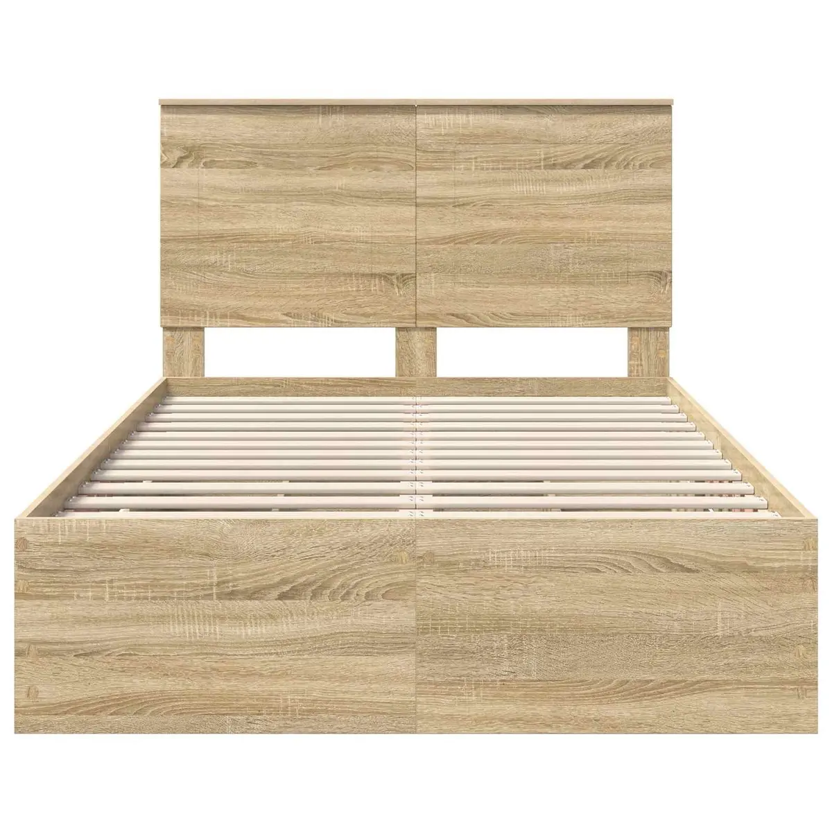 Bed Frame Sonoma Oak 135 x 190 cm Engineered Wood Storage Drawer Modern