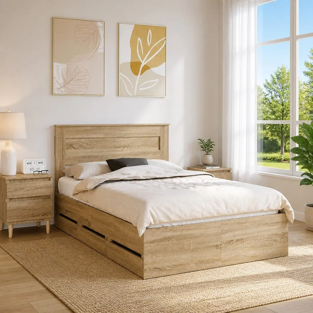 Bed Frame with Storage Drawers for Small Spaces