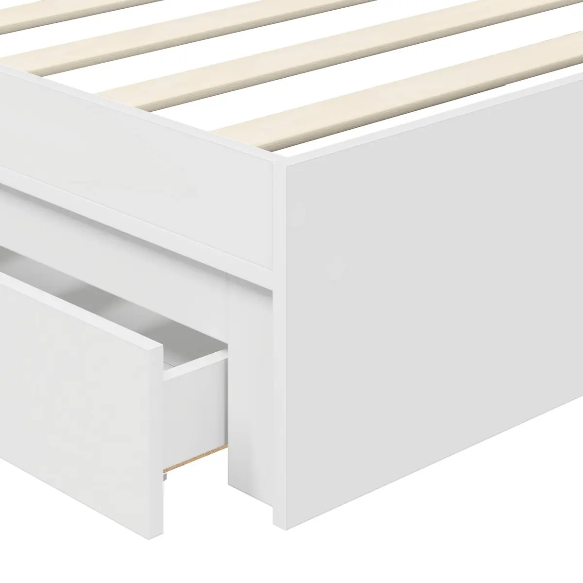 White Storage Bed Frame with Headboard 90 x 190 cm