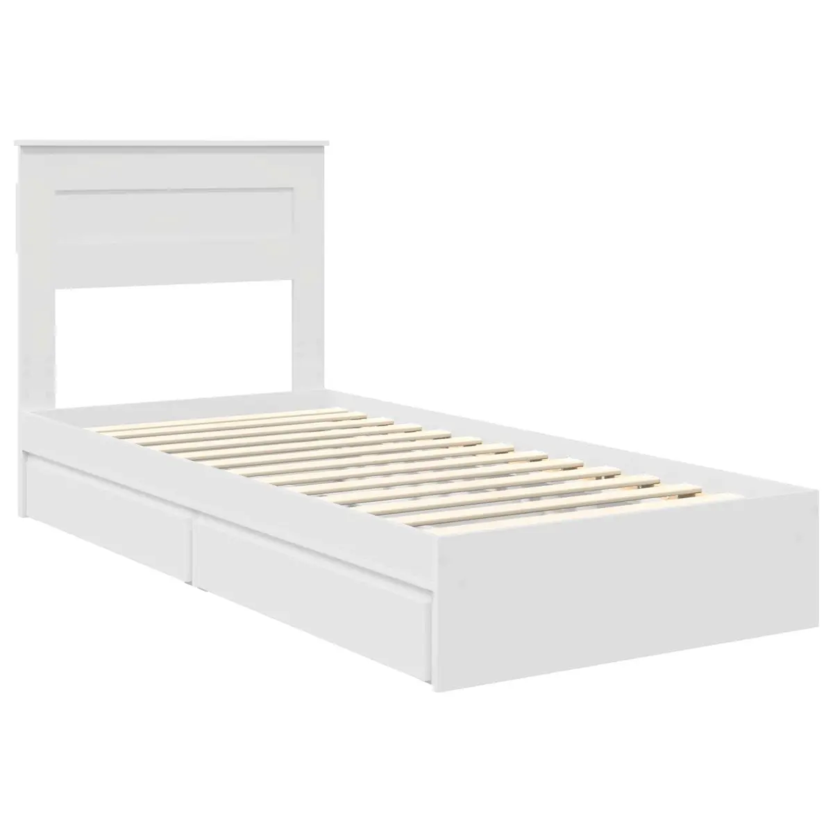 White Storage Bed Frame with Headboard 90 x 190 cm