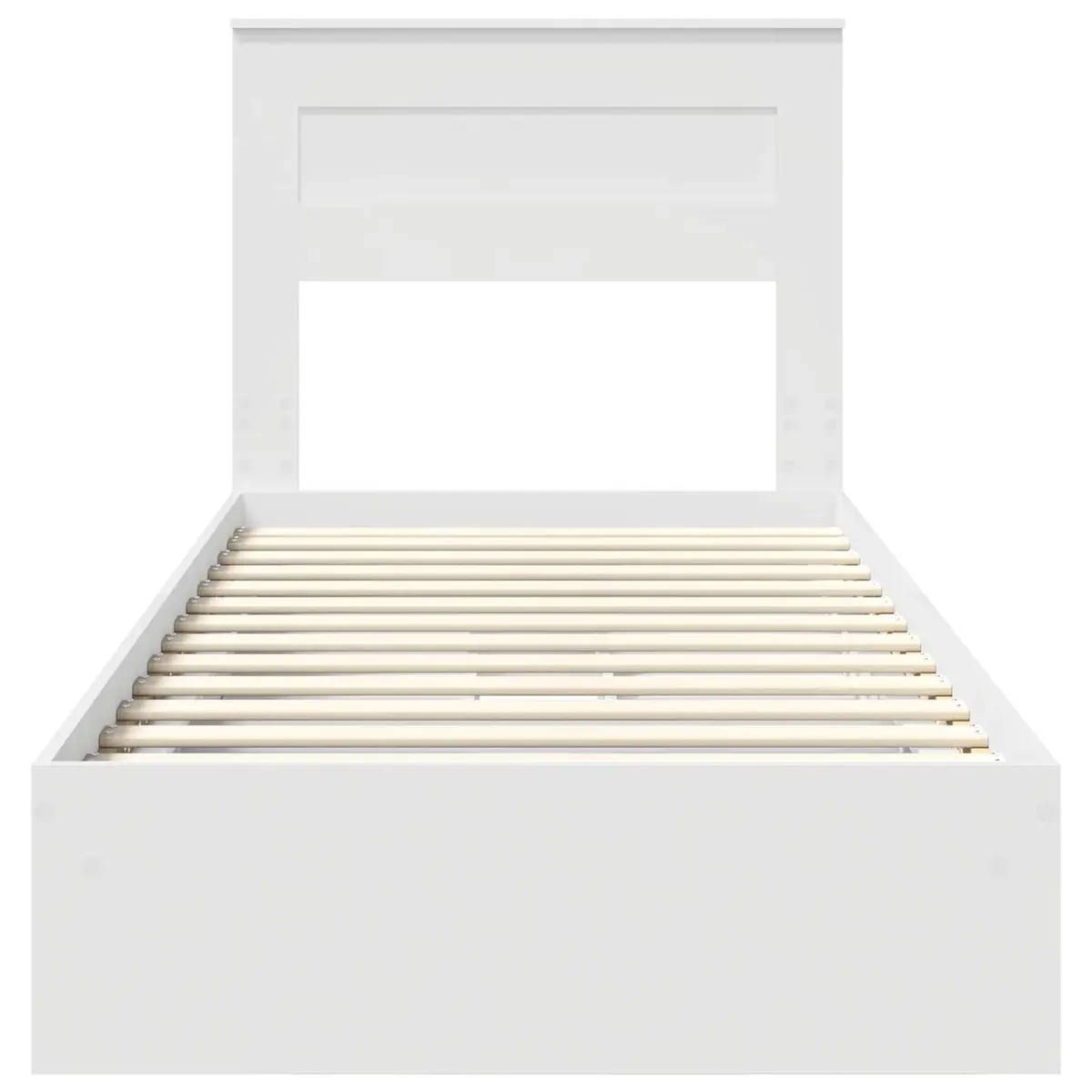 White Storage Bed Frame with Headboard 90 x 190 cm