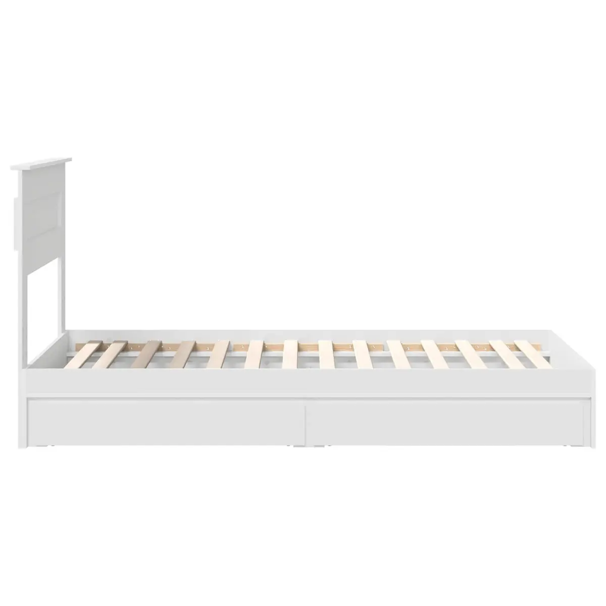 White Storage Bed Frame with Headboard 90 x 190 cm