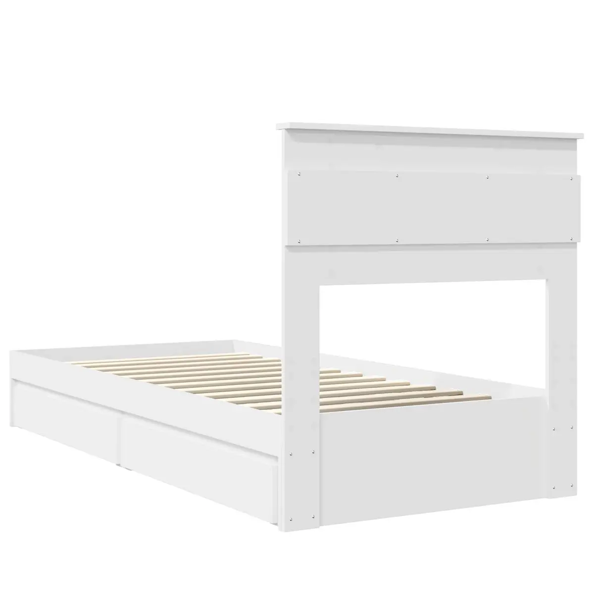 White Storage Bed Frame with Headboard 90 x 190 cm