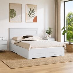 Your New White Bed Frame with Storage Drawers 150 x 200 cm