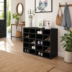 Shoe Rack Organiser 20 Compartments Black Storage Cabinet Wall Mount Holder