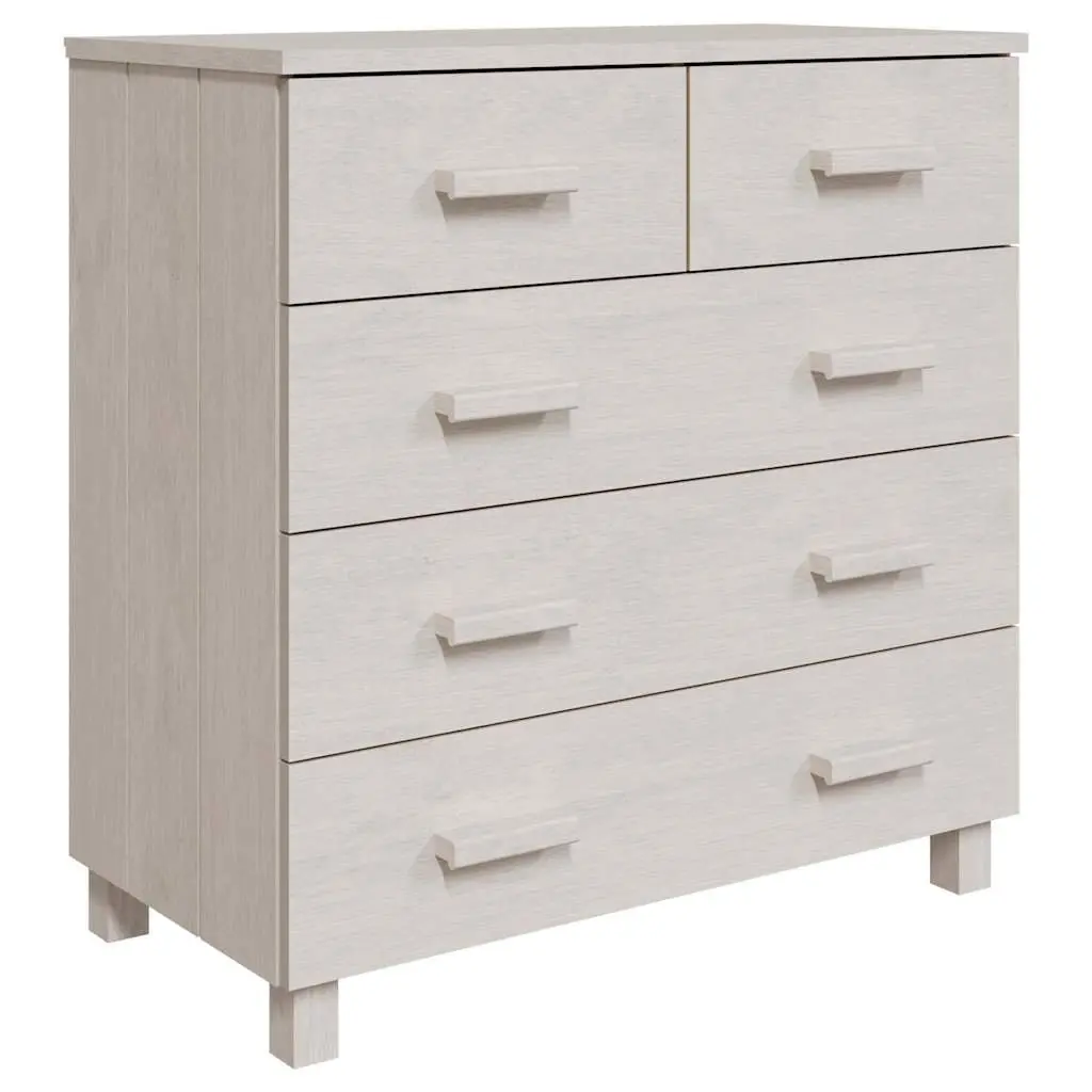 Sideboard White 79x40x80 cm Solid Pine Wood 5 Drawer Cabinet
