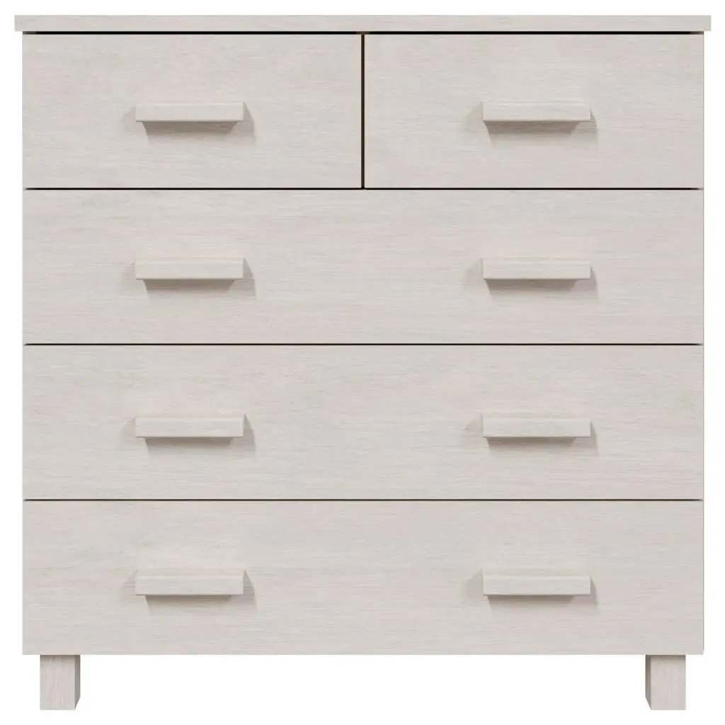 Sideboard White 79x40x80 cm Solid Pine Wood 5 Drawer Cabinet