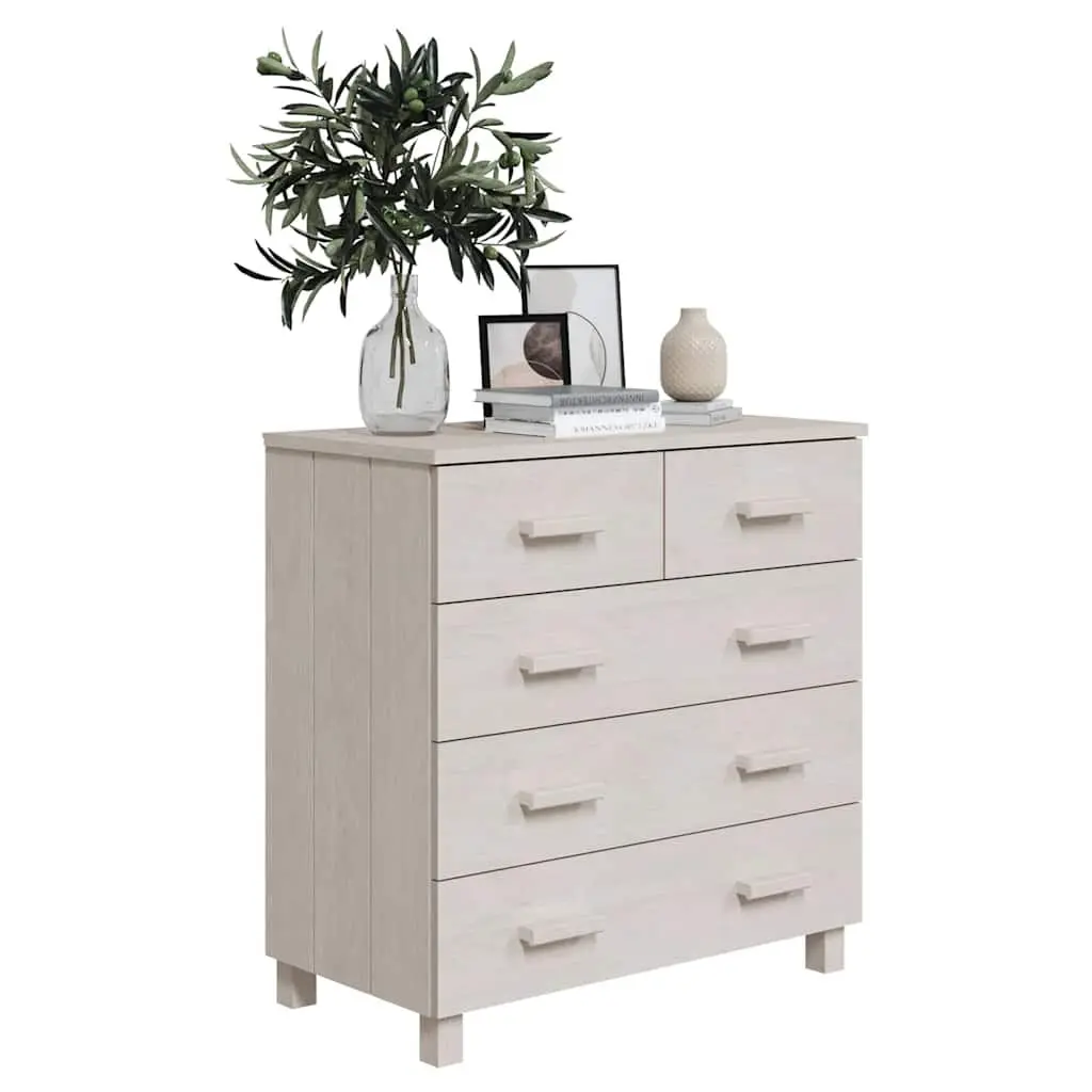 Sideboard White 79x40x80 cm Solid Pine Wood 5 Drawer Cabinet