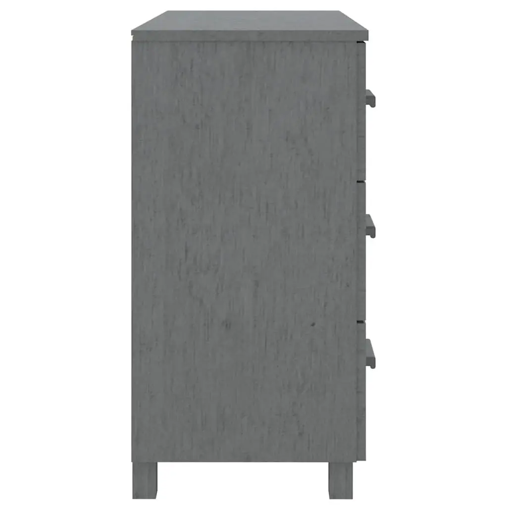 Sideboard Grey Solid Pinewood 90 x 40 x 80 cm Door and Sliding Drawers
