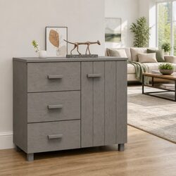 Grey Storage Sideboard with Pinewood Drawers