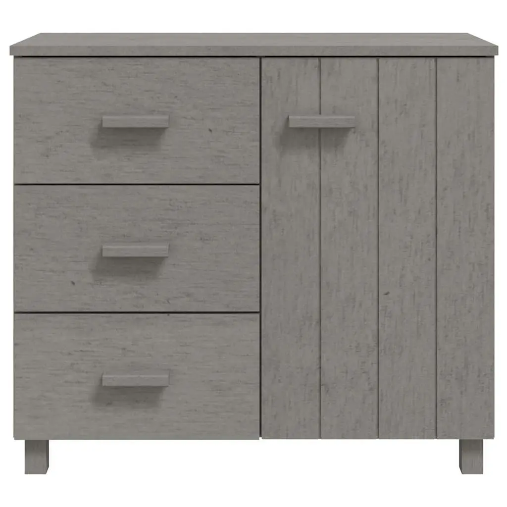 Sideboard Grey Solid Pinewood 90cm with 1 Door and 3 Sliding Drawers